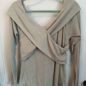 Free People Off-the-Shoulder Beige Sweater